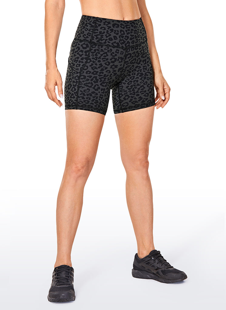 CRZ YOGA Women's Run High Rise Biker Nakedfeel Light Pocket Shorts 6'' Camo Multi 2