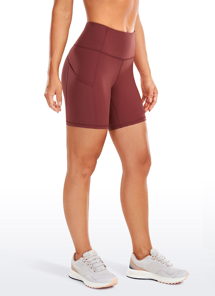 CRZ YOGA Women's Run High Rise Biker Nakedfeel Light Pocket Shorts 6'' Savannah