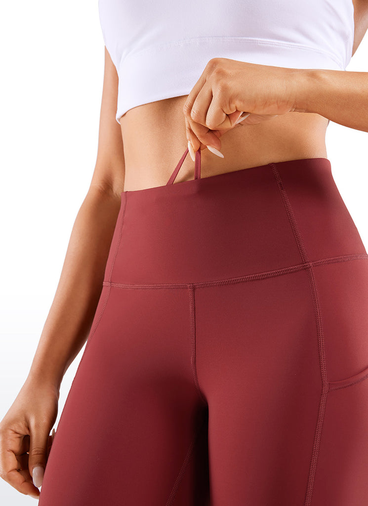 CRZ YOGA Women's Run High Rise Biker Nakedfeel Light Pocket Shorts 6'' Deep Wine