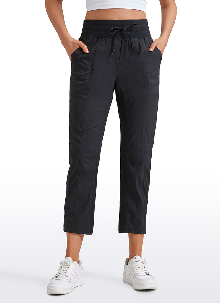 CRZ YOGA Women's Travel Slim Fit Striped Pants 25'' Cinched Leg Ink Blue