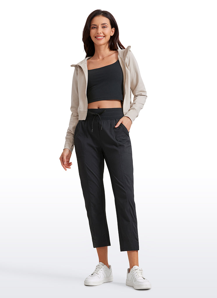 CRZ YOGA Women's Travel Slim Fit Striped Pants 25'' Cinched Leg Black