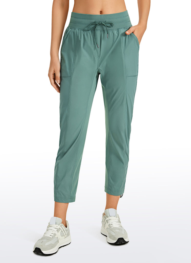 CRZ YOGA Women's Travel Slim Fit Striped Pants 25'' Cinched Leg Ink Gray