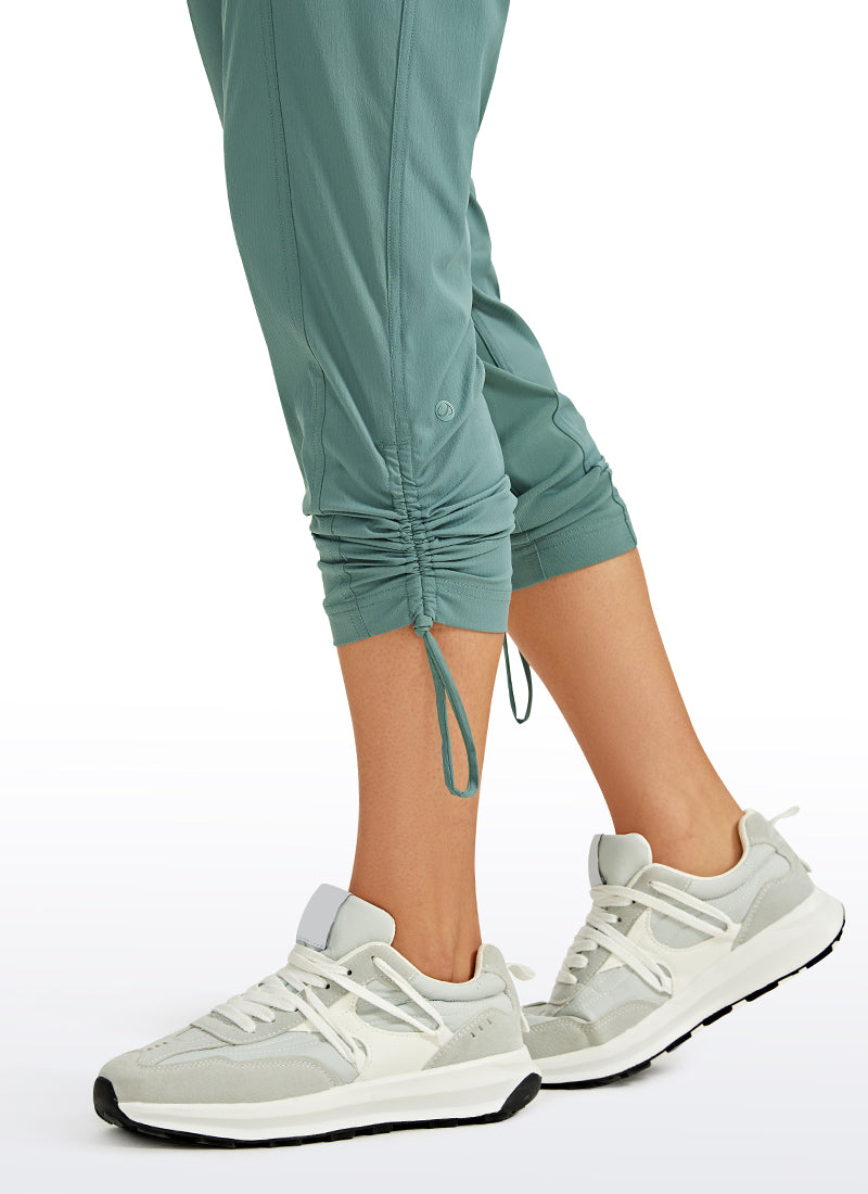 CRZ YOGA Women's Travel Slim Fit Striped Pants 25'' Cinched Leg Ink Gray