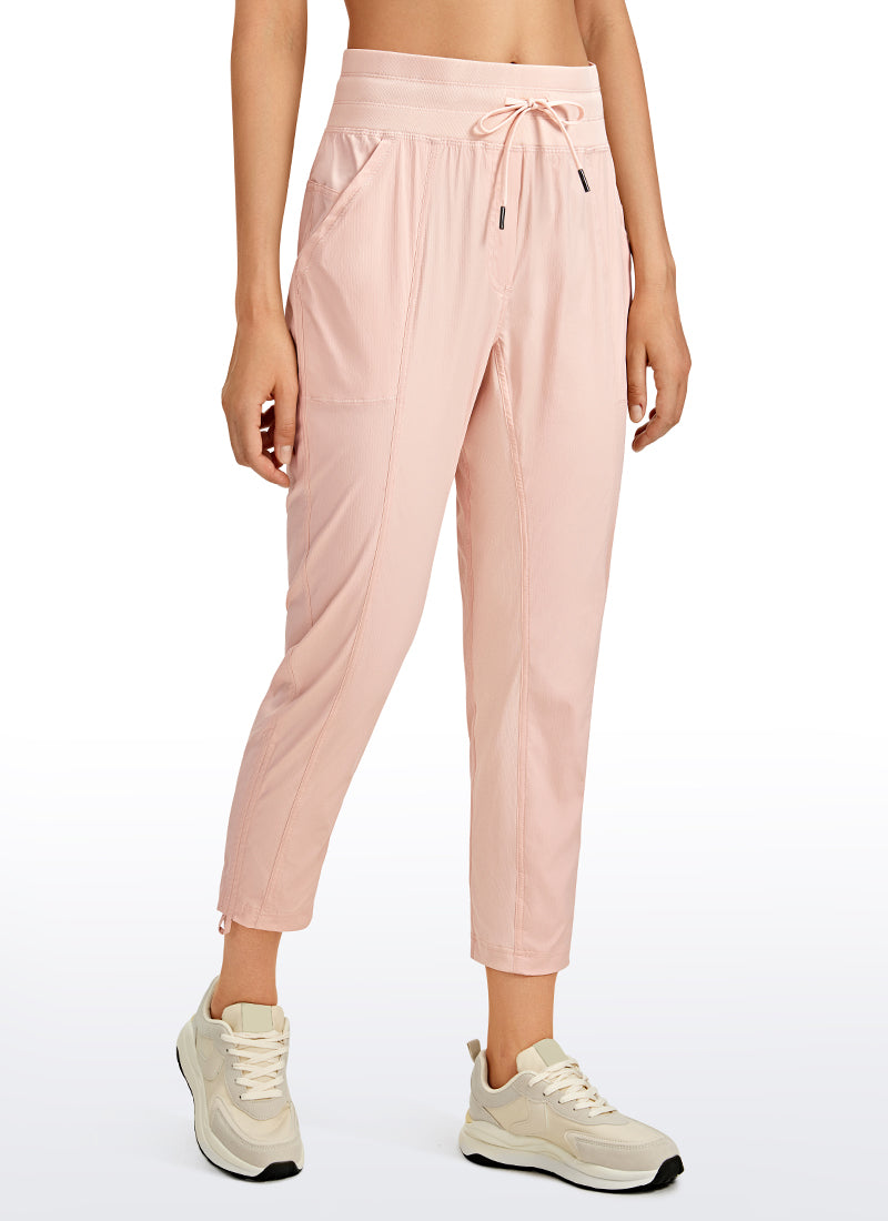 CRZ YOGA Women's Travel Slim Fit Striped Pants 25'' Cinched Leg Noctilucence Red