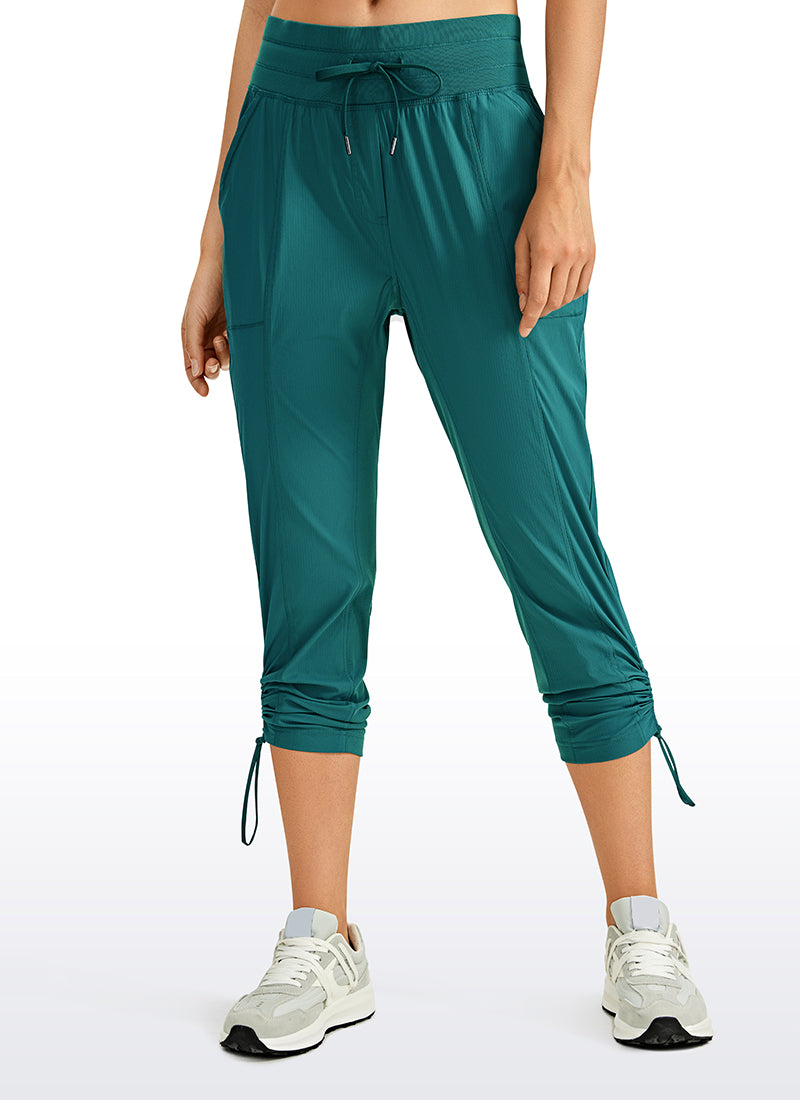CRZ YOGA Women's Travel Slim Fit Striped Pants 25'' Cinched Leg Green Jade