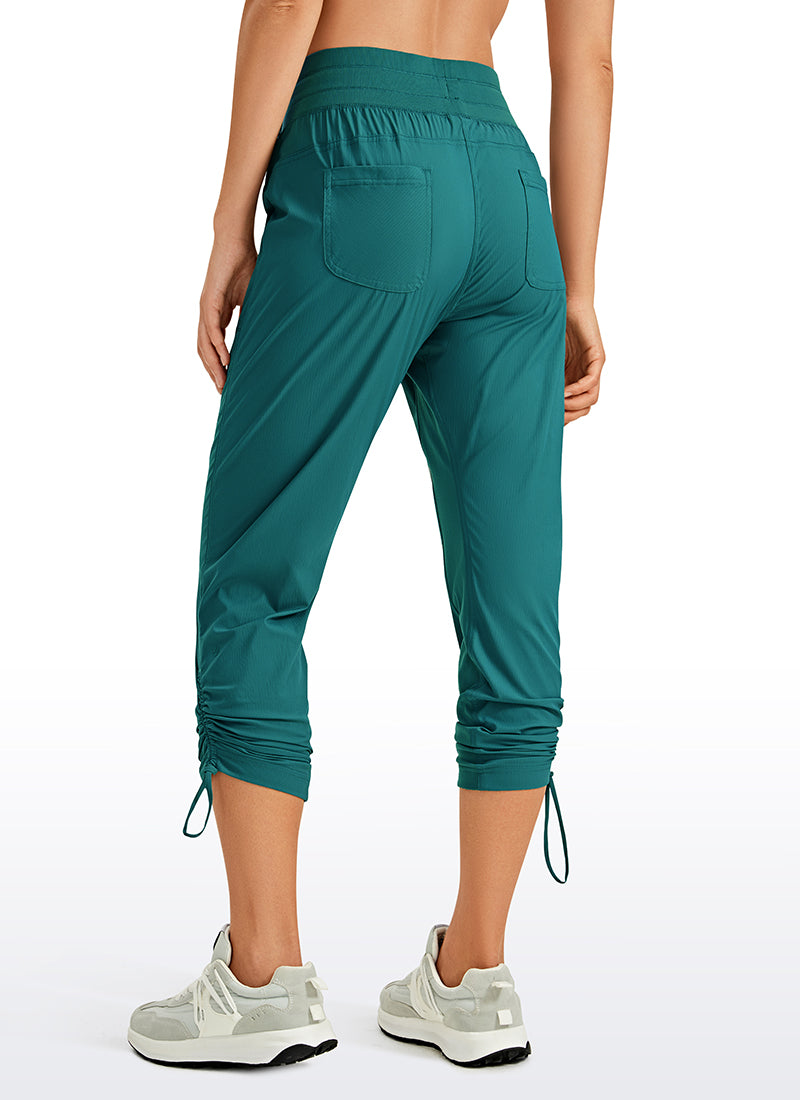 CRZ YOGA Women's Travel Slim Fit Striped Pants 25'' Cinched Leg Green Jade