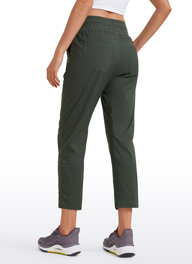 CRZ YOGA Women's Travel Slim Fit Striped Pants 25'' Cinched Leg Black