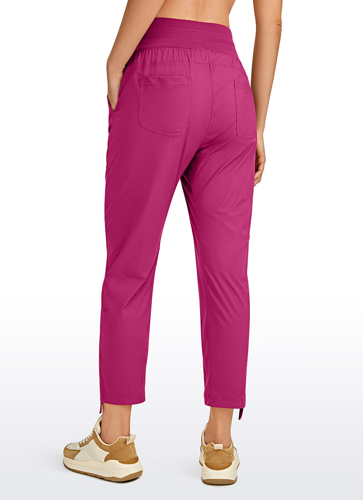 CRZ YOGA Women's Travel Slim Fit Striped Pants 25'' Cinched Leg Lilac