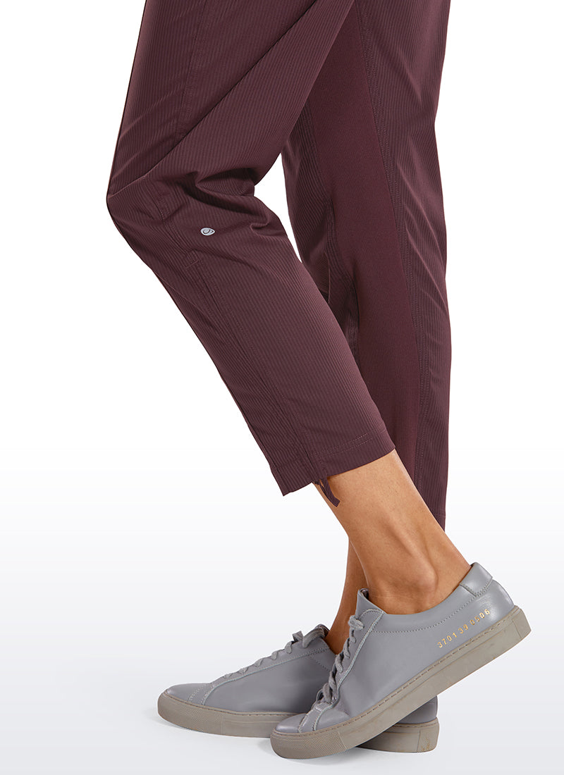 CRZ YOGA Women's Travel Slim Fit Striped Pants 25'' Cinched Leg Dark Russet