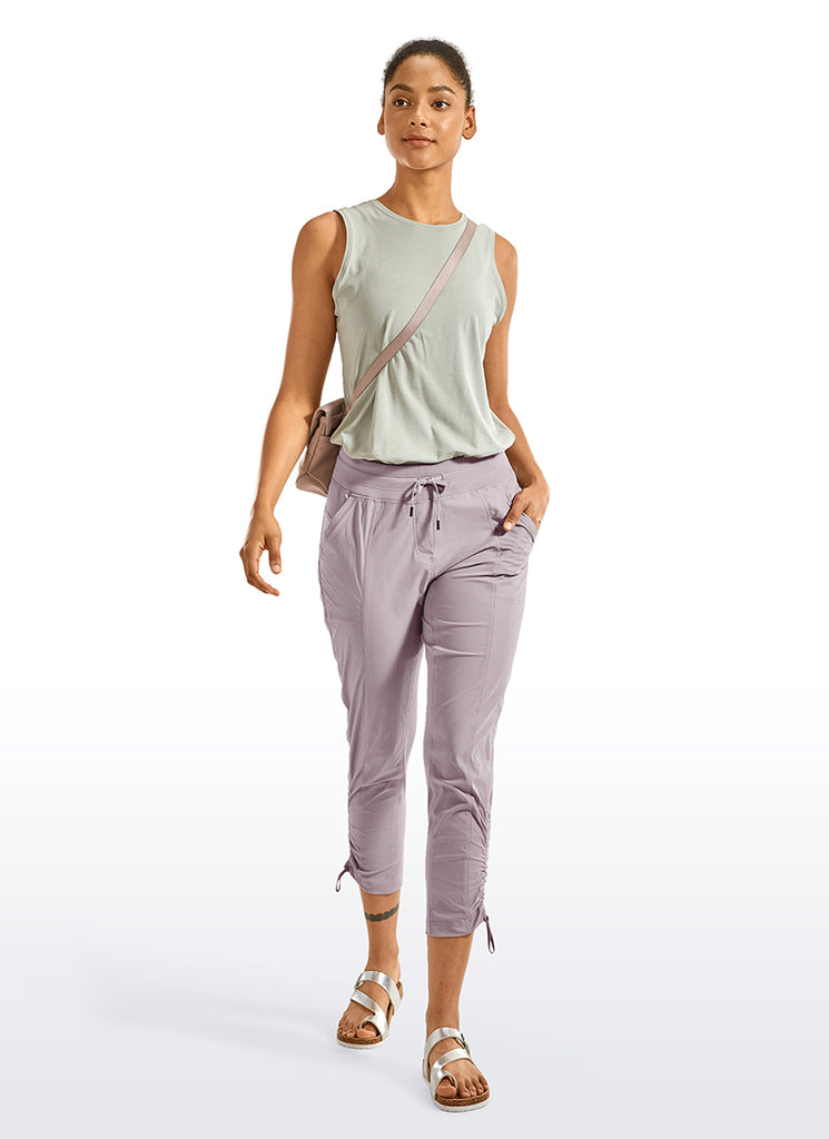 CRZ YOGA Women's Travel Slim Fit Striped Pants 25'' Cinched Leg Moonphase