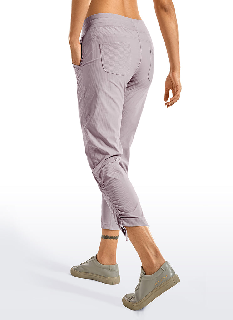 CRZ YOGA Women's Travel Slim Fit Striped Pants 25'' Cinched Leg Moonphase