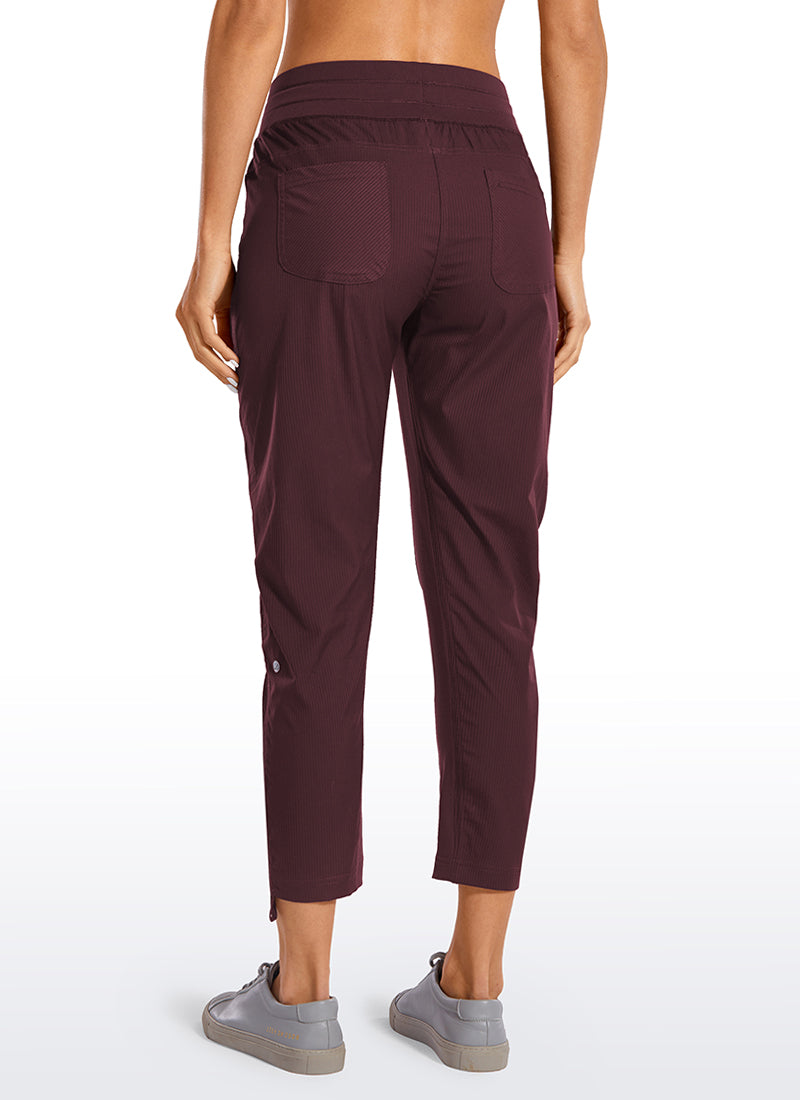 CRZ YOGA Women's Travel Slim Fit Striped Pants 25'' Cinched Leg Noctilucence Red