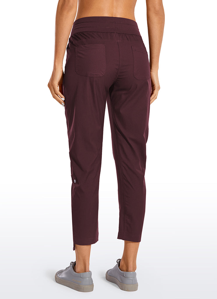 CRZ YOGA Women's Travel Slim Fit Striped Pants 25'' Cinched Leg Noctilucence Red