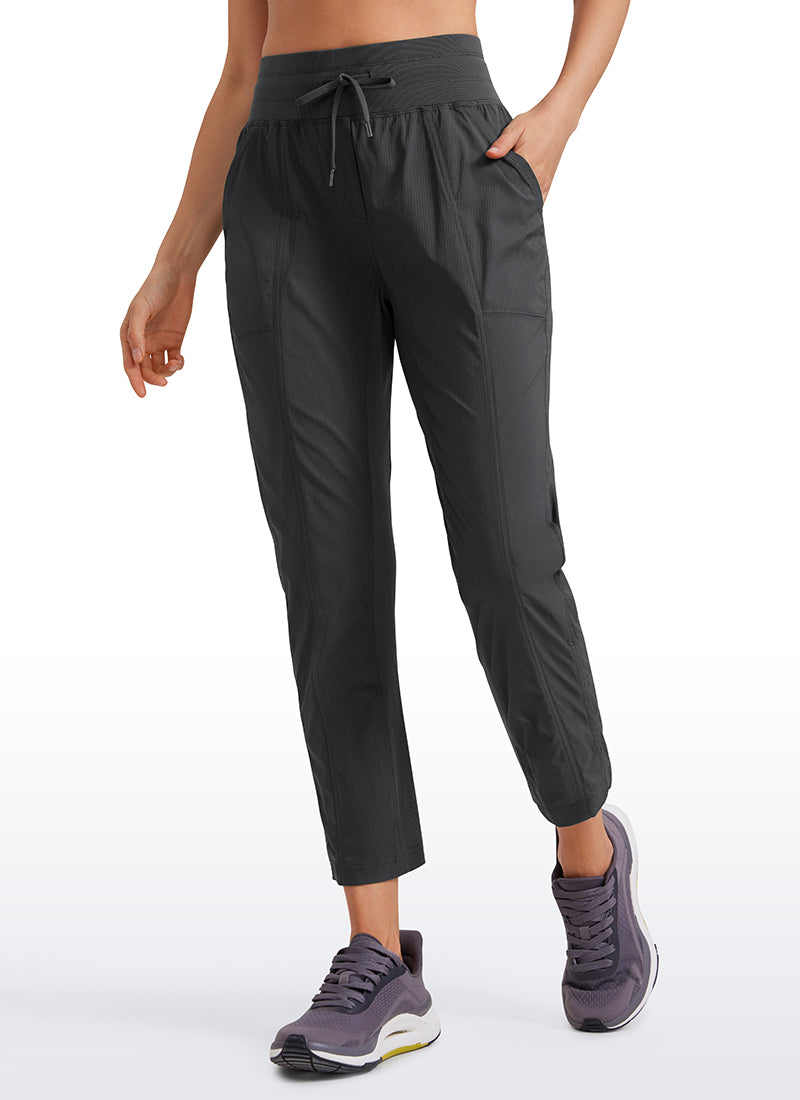 CRZ YOGA Women's Travel Slim Fit Striped Pants 25'' Cinched Leg Ink Gray