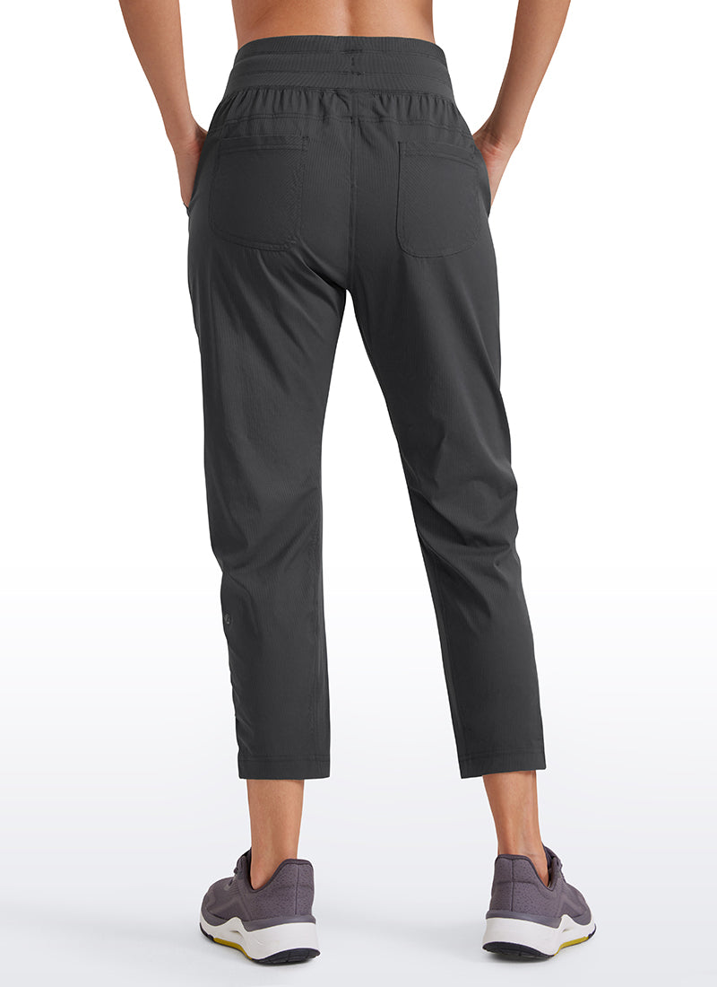 CRZ YOGA Women's Travel Slim Fit Striped Pants 25'' Cinched Leg Ink Gray