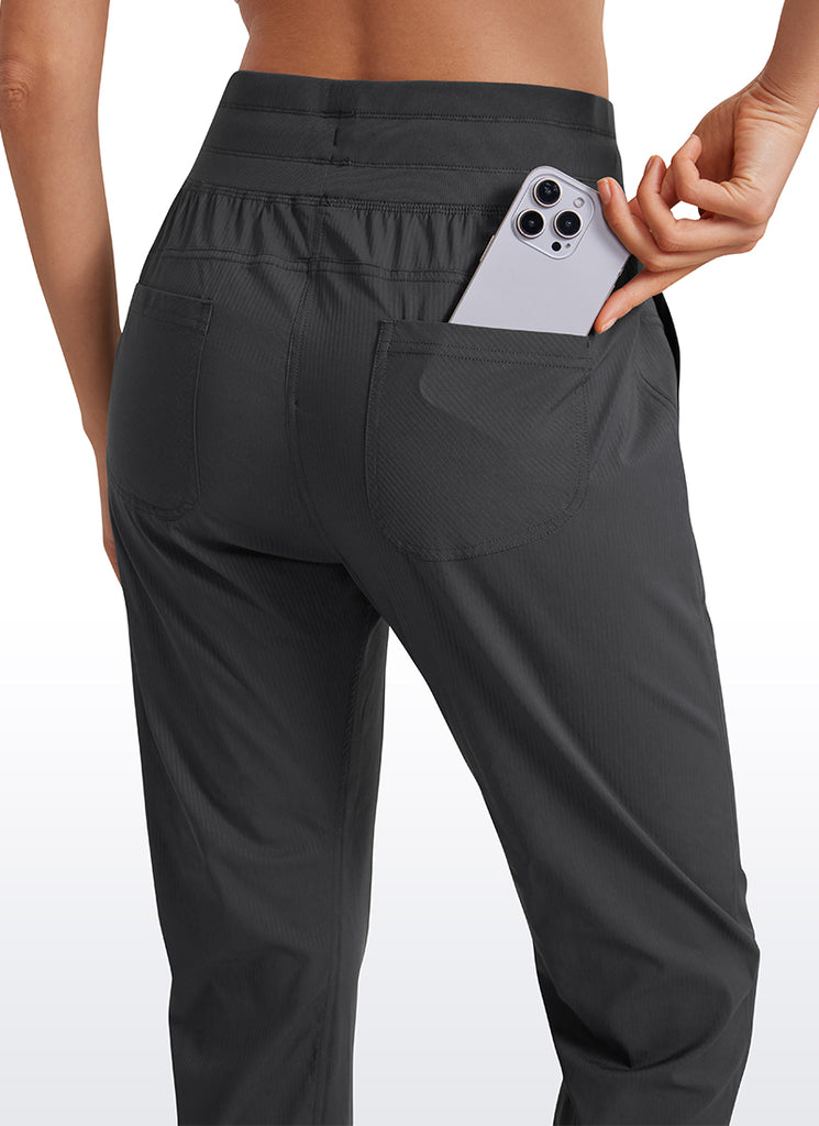 CRZ YOGA Women's Travel Slim Fit Striped Pants 25'' Cinched Leg Ink Gray