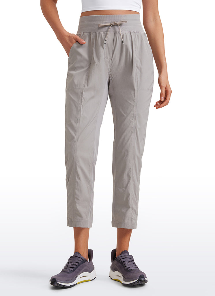 CRZ YOGA Women's Travel Slim Fit Striped Pants 25'' Cinched Leg Dark Chrome