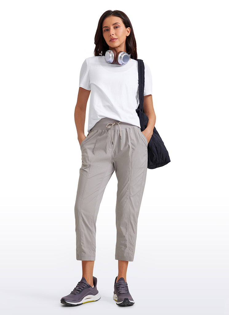 CRZ YOGA Women's Travel Slim Fit Striped Pants 25'' Cinched Leg Dark Chrome