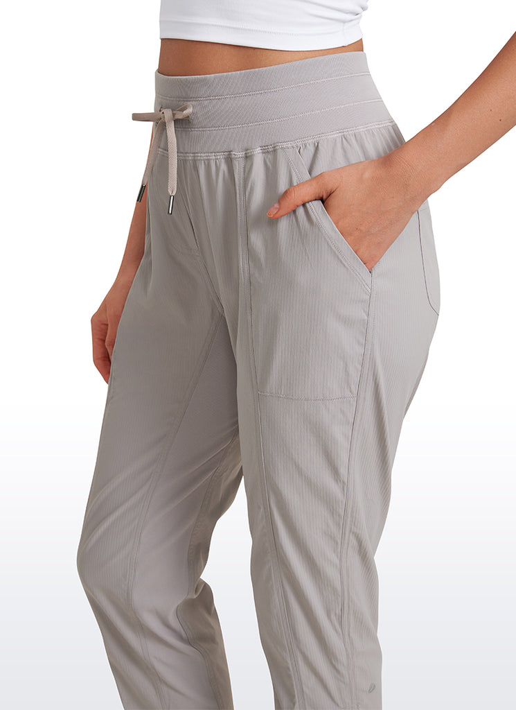 CRZ YOGA Women's Travel Slim Fit Striped Pants 25'' Cinched Leg Dark Chrome