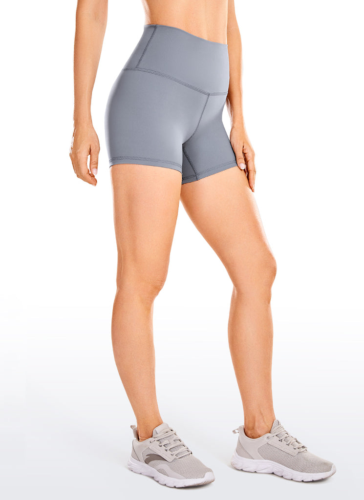 CRZ YOGA Women's Yoga High Rise Biker Shorts Nakedfeel Shorts 4'' Sleet