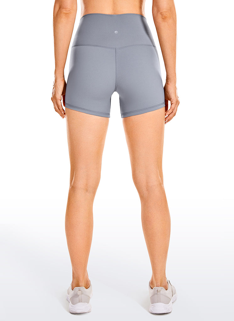 CRZ YOGA Women's Yoga High Rise Biker Shorts Nakedfeel Shorts 4'' Sleet
