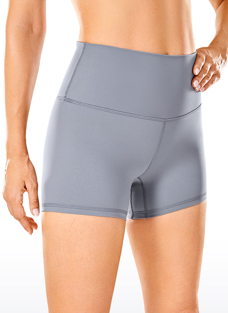 CRZ YOGA Women's Yoga High Rise Biker Shorts Nakedfeel Shorts 4'' Sleet