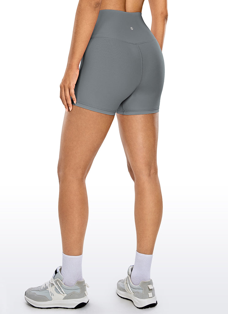 CRZ YOGA Women's Yoga High Rise Biker Shorts Nakedfeel Shorts 4'' Arctic Plum