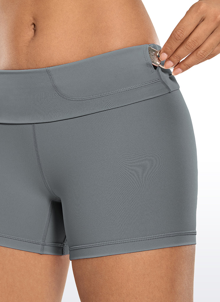 CRZ YOGA Women's Yoga High Rise Biker Shorts Nakedfeel Shorts 4'' Arctic Plum