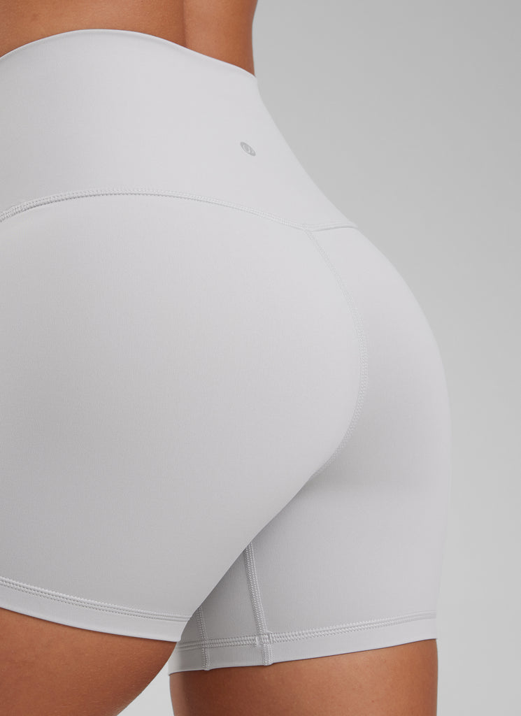 CRZ YOGA Women's Yoga High Rise Biker Shorts Nakedfeel Shorts 4'' Waves Blue