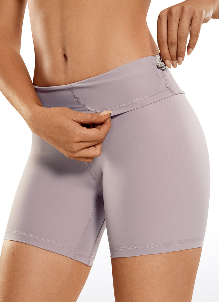 CRZ YOGA Women's Yoga High Rise Biker Shorts Nakedfeel Shorts 6'' Olive Camouflage