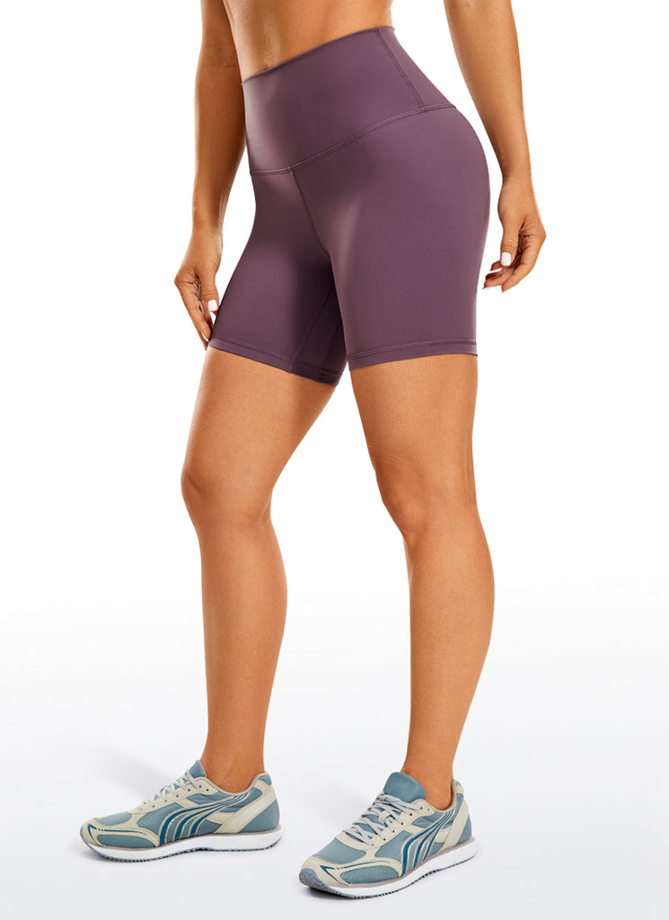 CRZ YOGA Women's Yoga High Rise Biker Shorts Nakedfeel Shorts 6'' Grey Sage