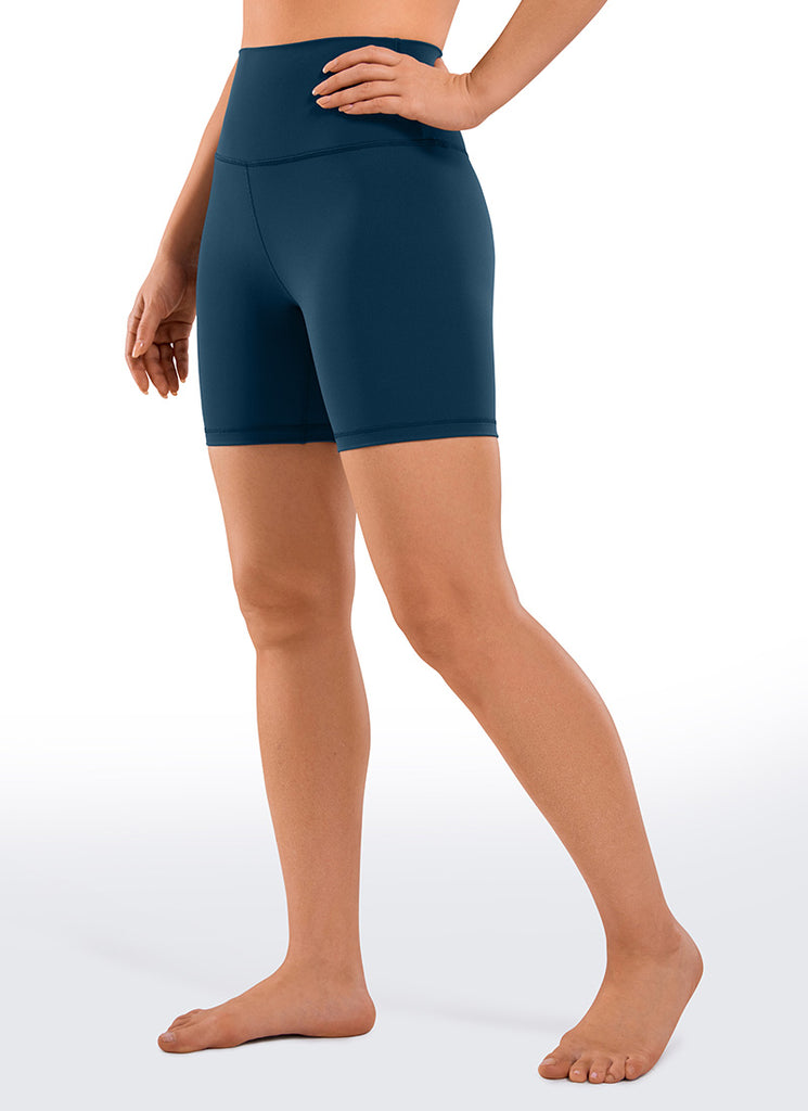 CRZ YOGA Women's Yoga High Rise Biker Shorts Nakedfeel Shorts 6'' Navy