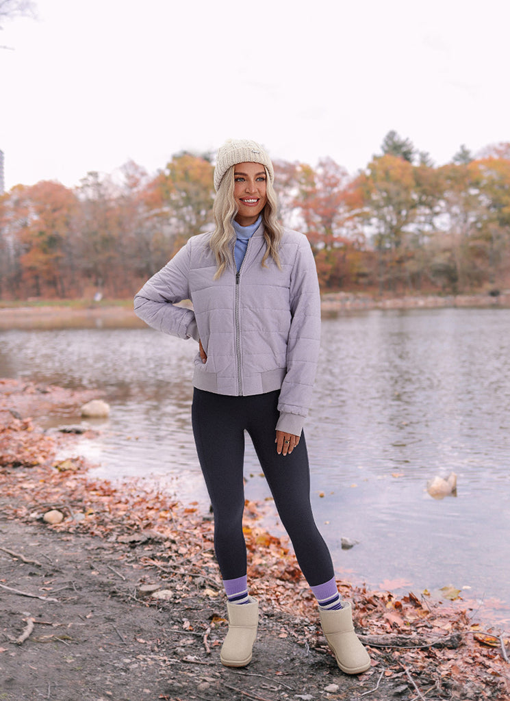 CRZ YOGA Women's High Rise Thermal Fleece Lined Pocket Legging II 25'' Tie Dye Smoke Ink