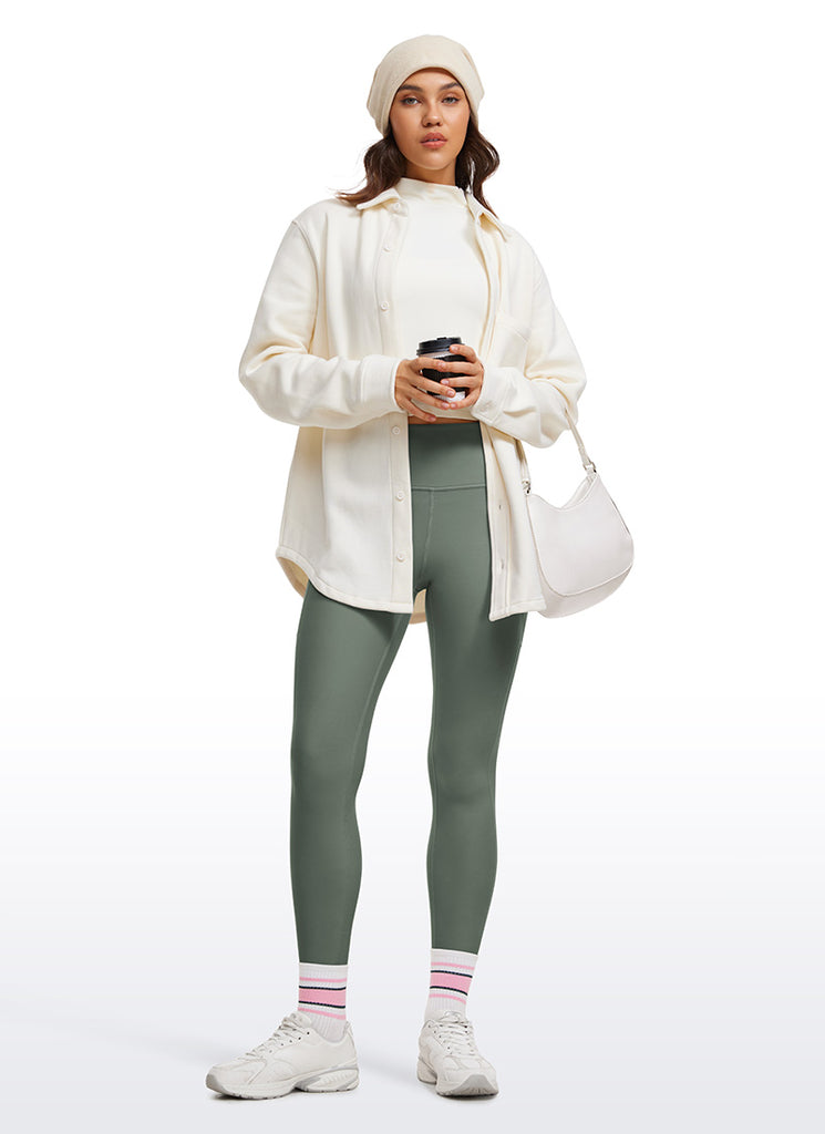 CRZ YOGA Women's High Rise Thermal Fleece Lined Pocket Legging II 25'' Grey Sage