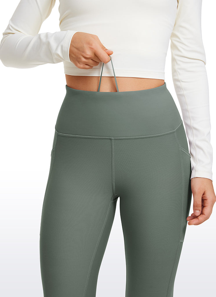 CRZ YOGA Women's High Rise Thermal Fleece Lined Pocket Legging II 25'' Grey Sage