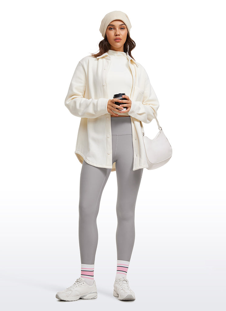 CRZ YOGA Women's High Rise Thermal Fleece Lined Pocket Legging II 25'' Taupe