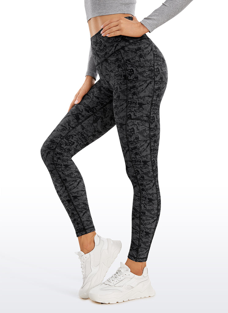 CRZ YOGA Women's High Rise Thermal Fleece Lined Pocket Legging II 25'' Olive leopard grain