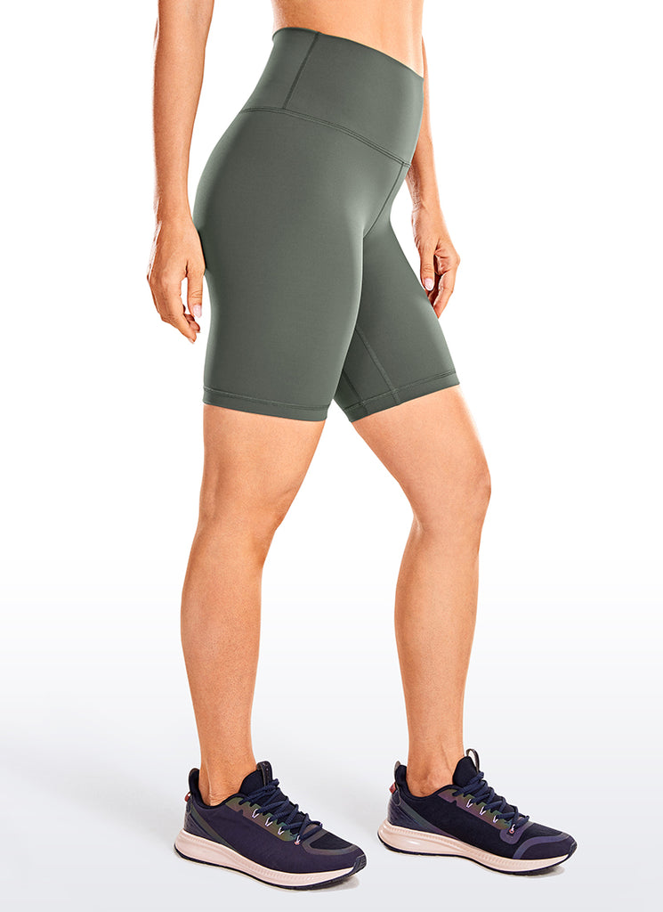 CRZ YOGA Women's Yoga High Rise Biker Shorts Nakedfeel Shorts 8'' Grey Sage