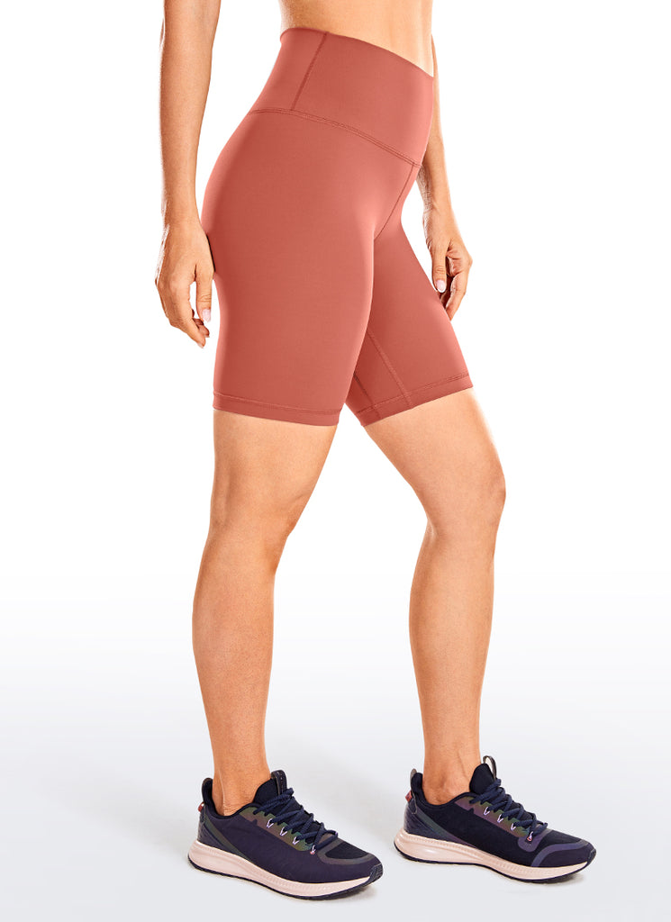 CRZ YOGA Women's Yoga High Rise Biker Shorts Nakedfeel Shorts 8'' Crimson