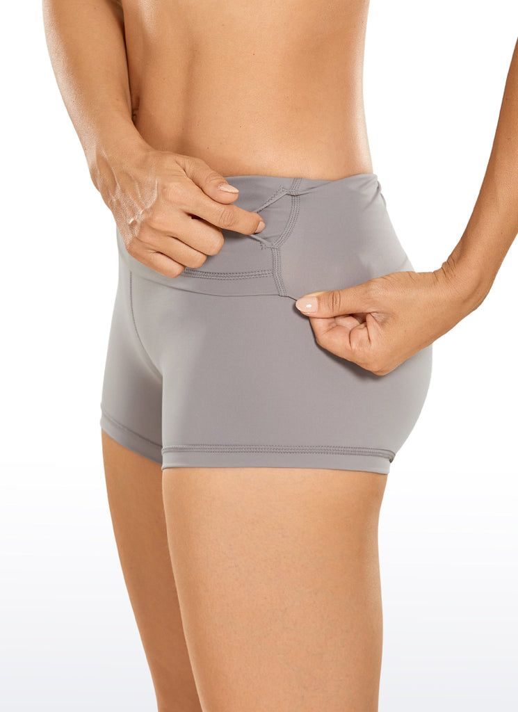 CRZ YOGA Women's Yoga Train High Rise Biker Shorts Nakedfeel Short 3'' Lunar Rock