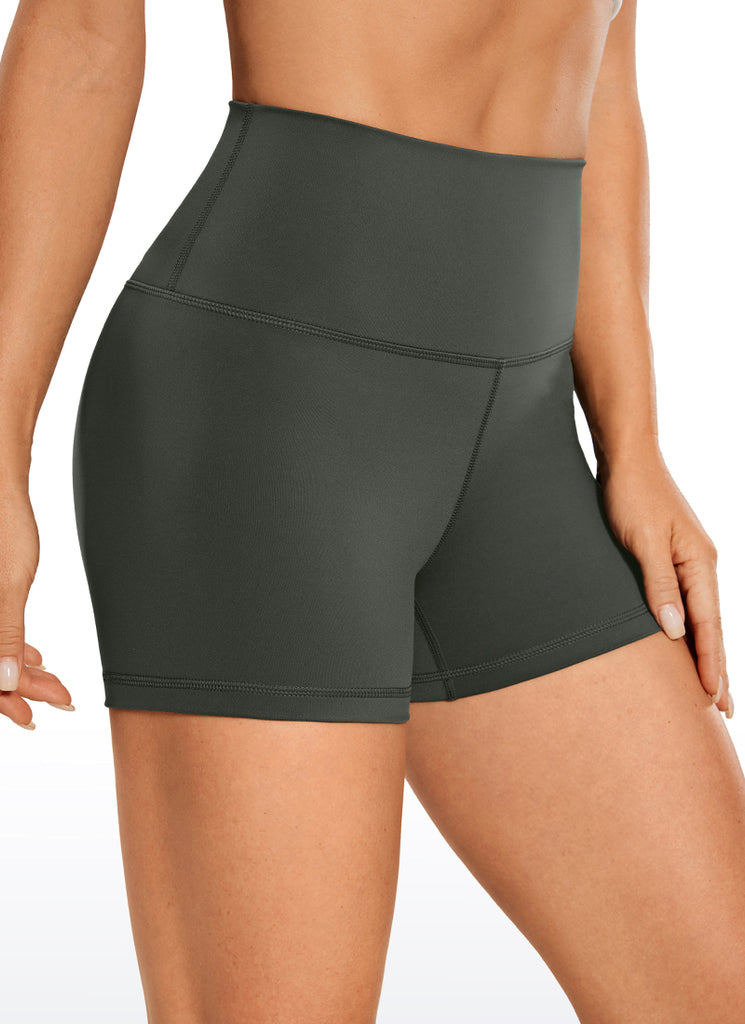 CRZ YOGA Women's Yoga Train High Rise Biker Shorts Nakedfeel Short 3'' Dark Green