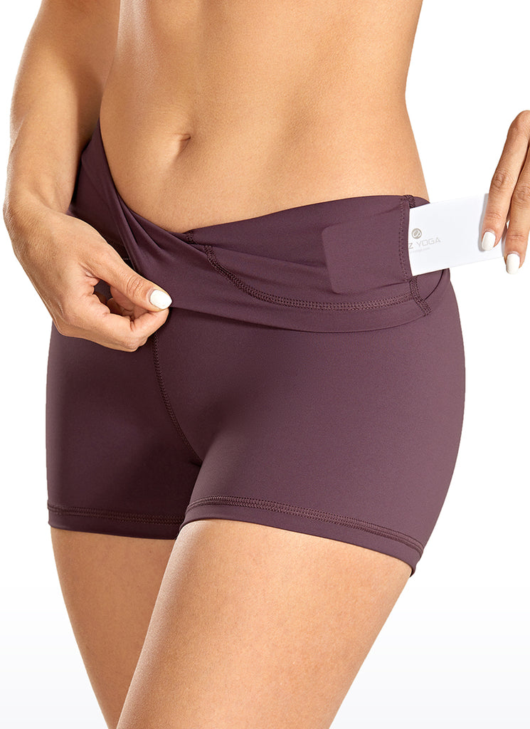 CRZ YOGA Women's Yoga Train High Rise Biker Shorts Nakedfeel Short 3'' Arctic Plum