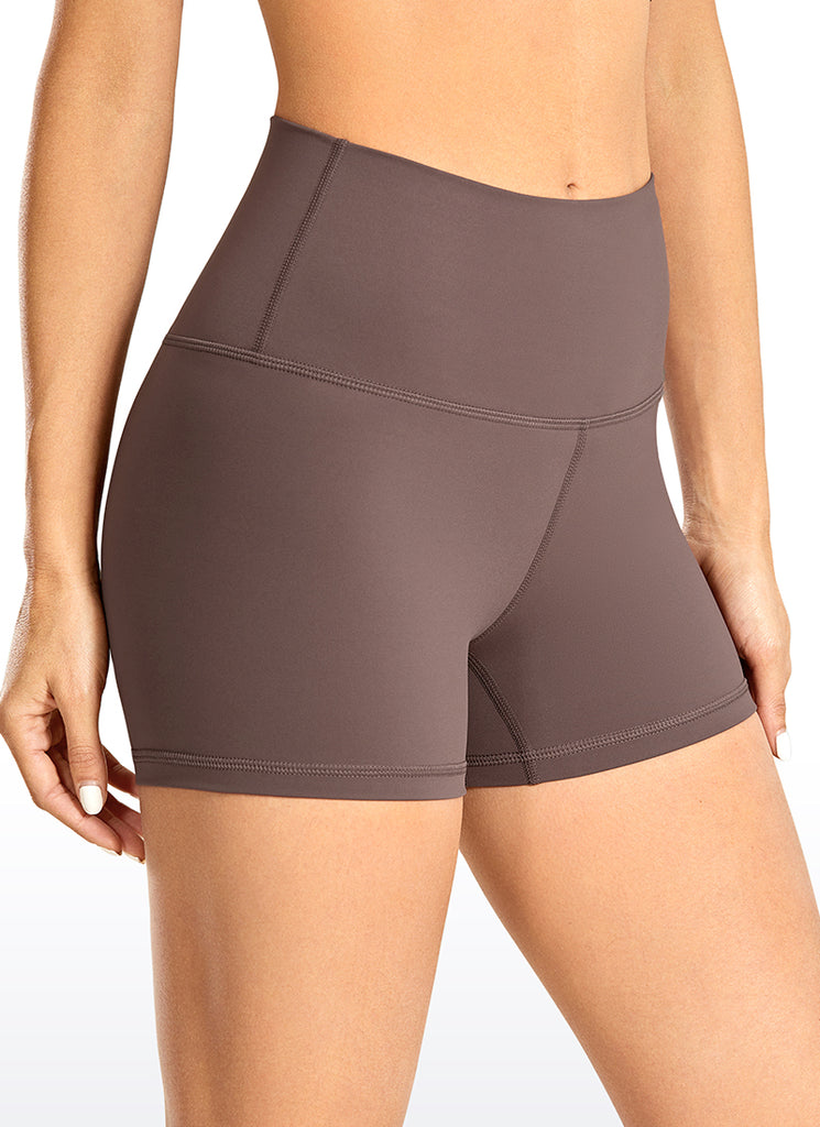 CRZ YOGA Women's Yoga Train High Rise Biker Shorts Nakedfeel Short 3'' Purple Taupe