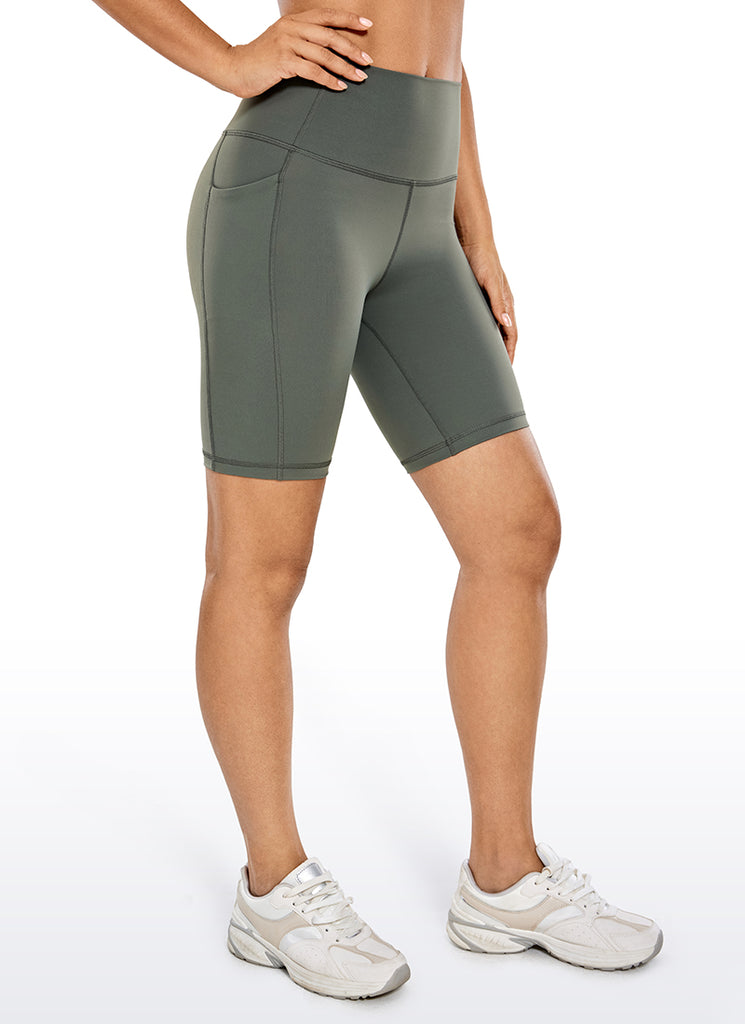 CRZ YOGA Women's Train High Rise Biker Nakedfeel Pocket Shorts 8'' Savannah