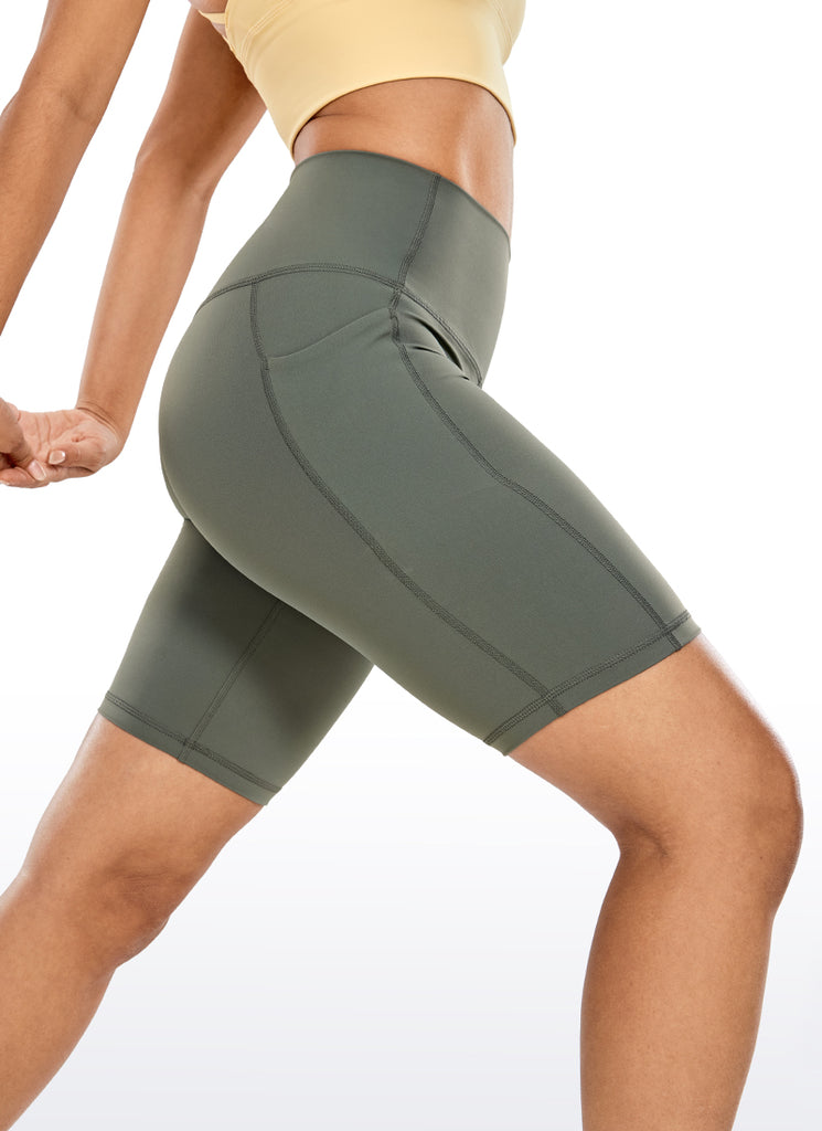 CRZ YOGA Women's Train High Rise Biker Nakedfeel Pocket Shorts 8'' Savannah