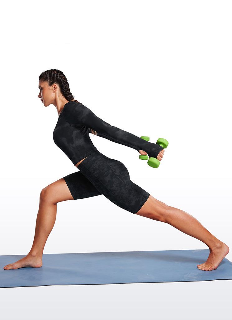 CRZ YOGA Women's Train High Rise Biker Nakedfeel Pocket Shorts 8'' Dark Green