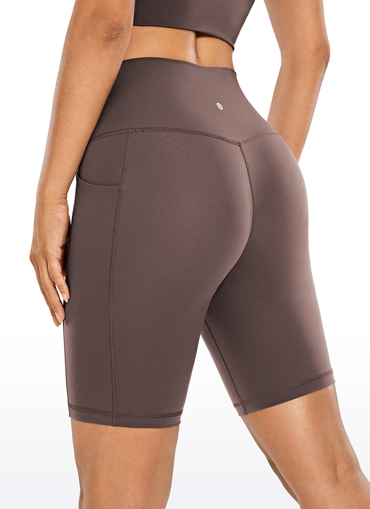 CRZ YOGA Women's Train High Rise Biker Nakedfeel Pocket Shorts 8'' Savannah