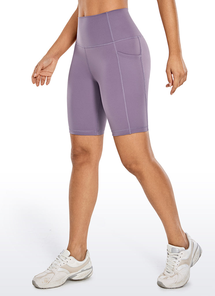 CRZ YOGA Women's Train High Rise Biker Nakedfeel Pocket Shorts 8'' Savannah