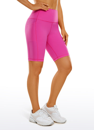CRZ YOGA Women's Train High Rise Biker Nakedfeel Pocket Shorts 8'' Light Purple