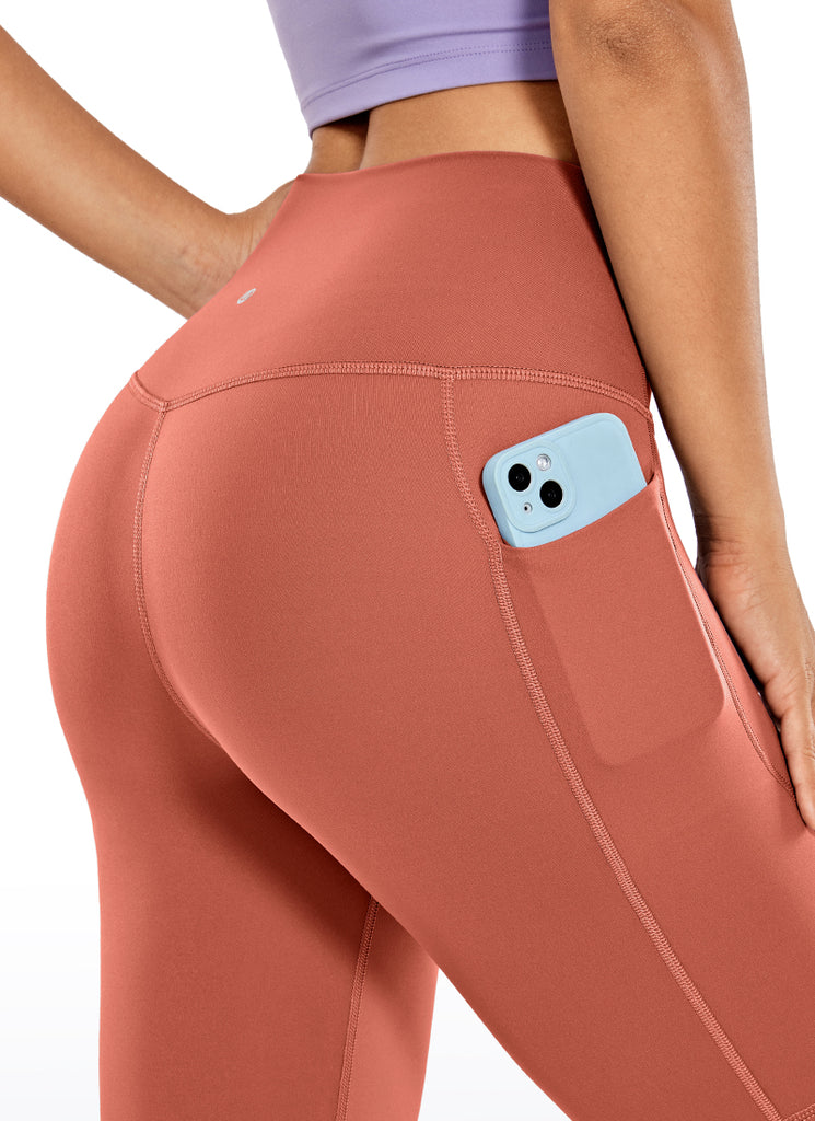 CRZ YOGA Women's Train High Rise Biker Nakedfeel Pocket Shorts 8'' Grey Sage